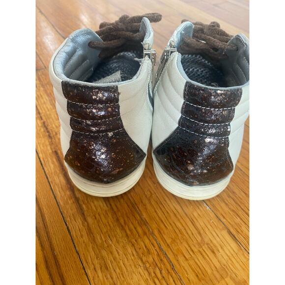 P448 / Ivory Snake-Print Soft Brown Shoelaces Skate High Top size 41/ US 10 - Picture 4 of 10